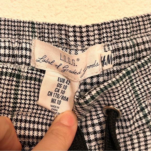 H&M LOGG Glenn Print Drawstring Trousers Women Size 10 - Picture 5 of 9